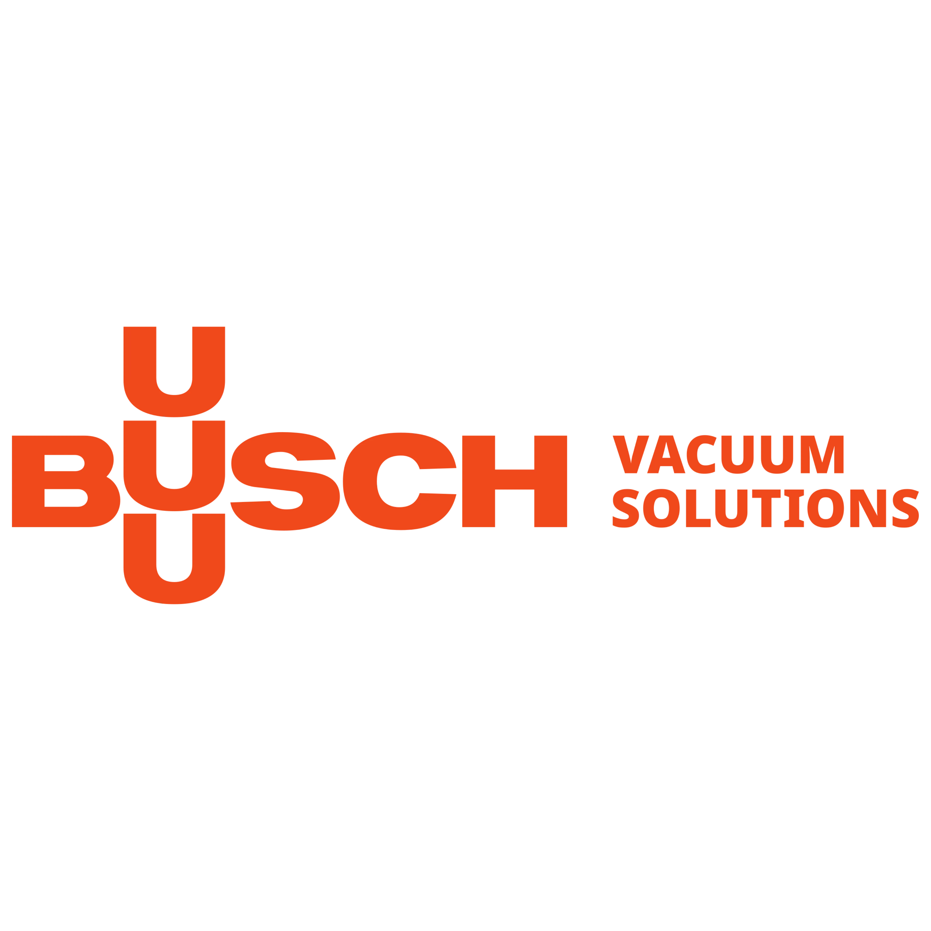 Busch Vacuum Solutions logo with the word BUSCH and vertical U letters in orange.