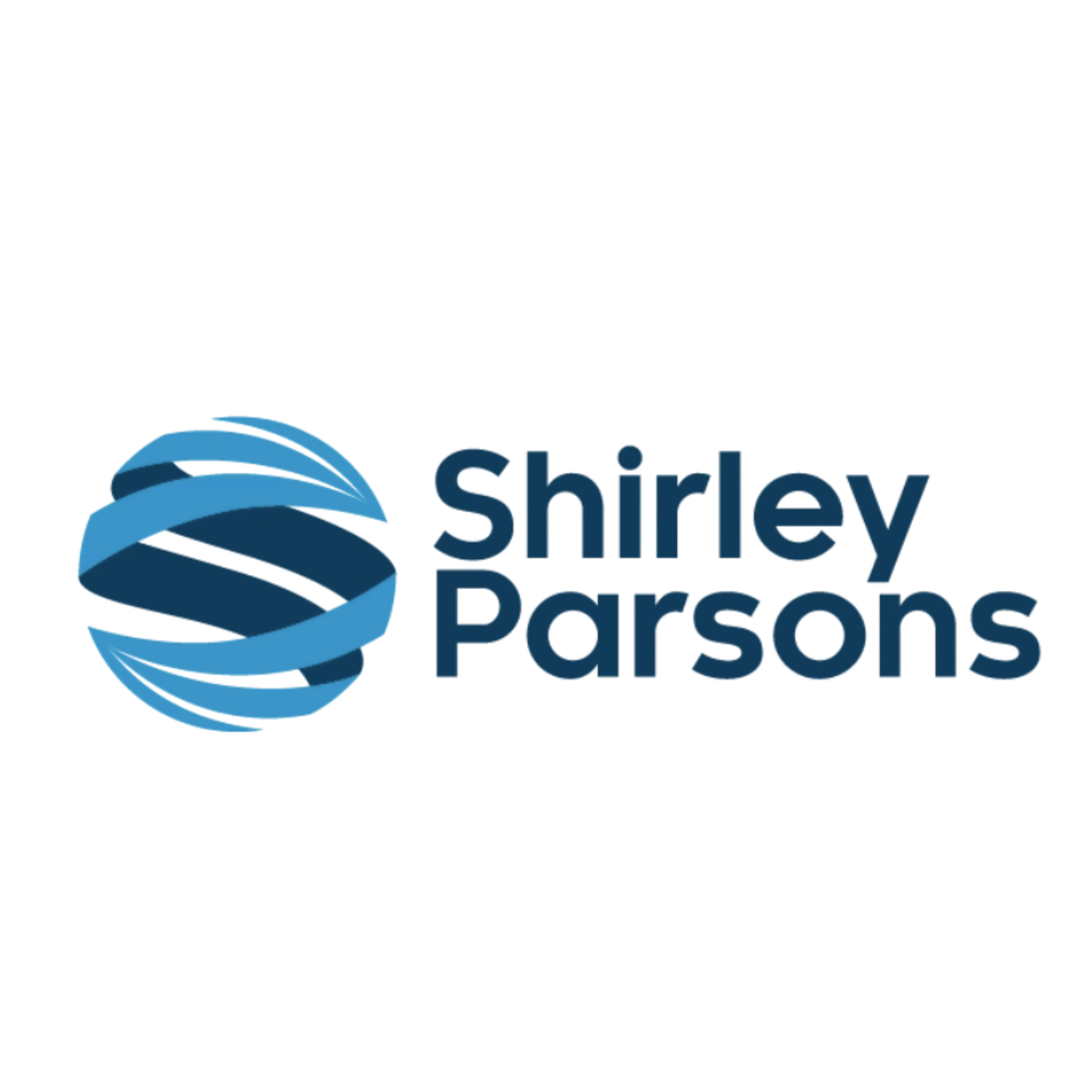 Shirley Parsons logo with stylized blue globe and dark blue text.