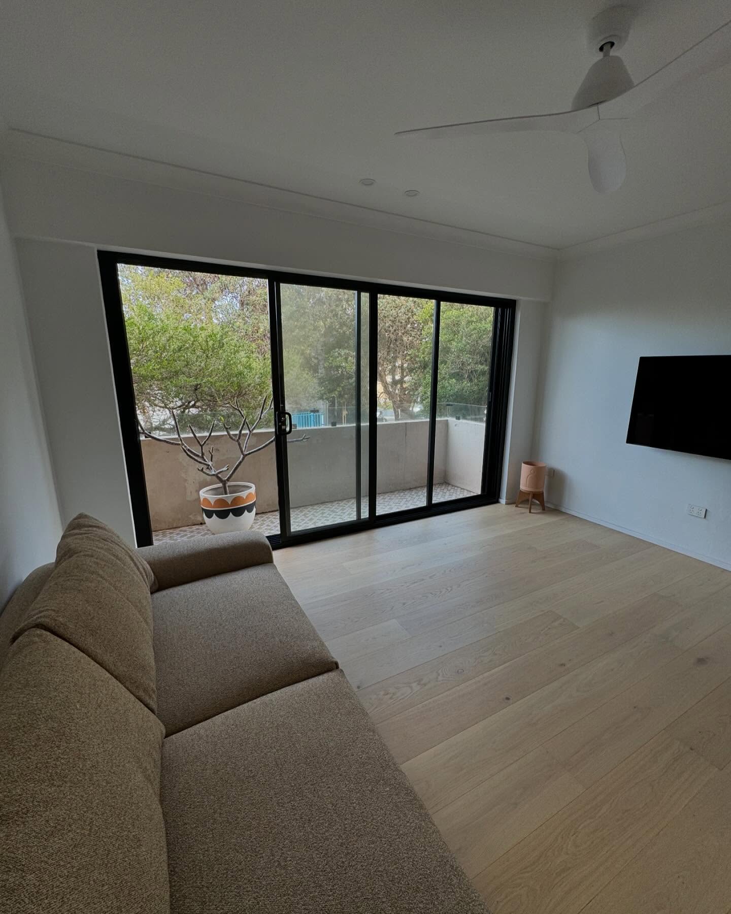 The reconfigured living area after completion.