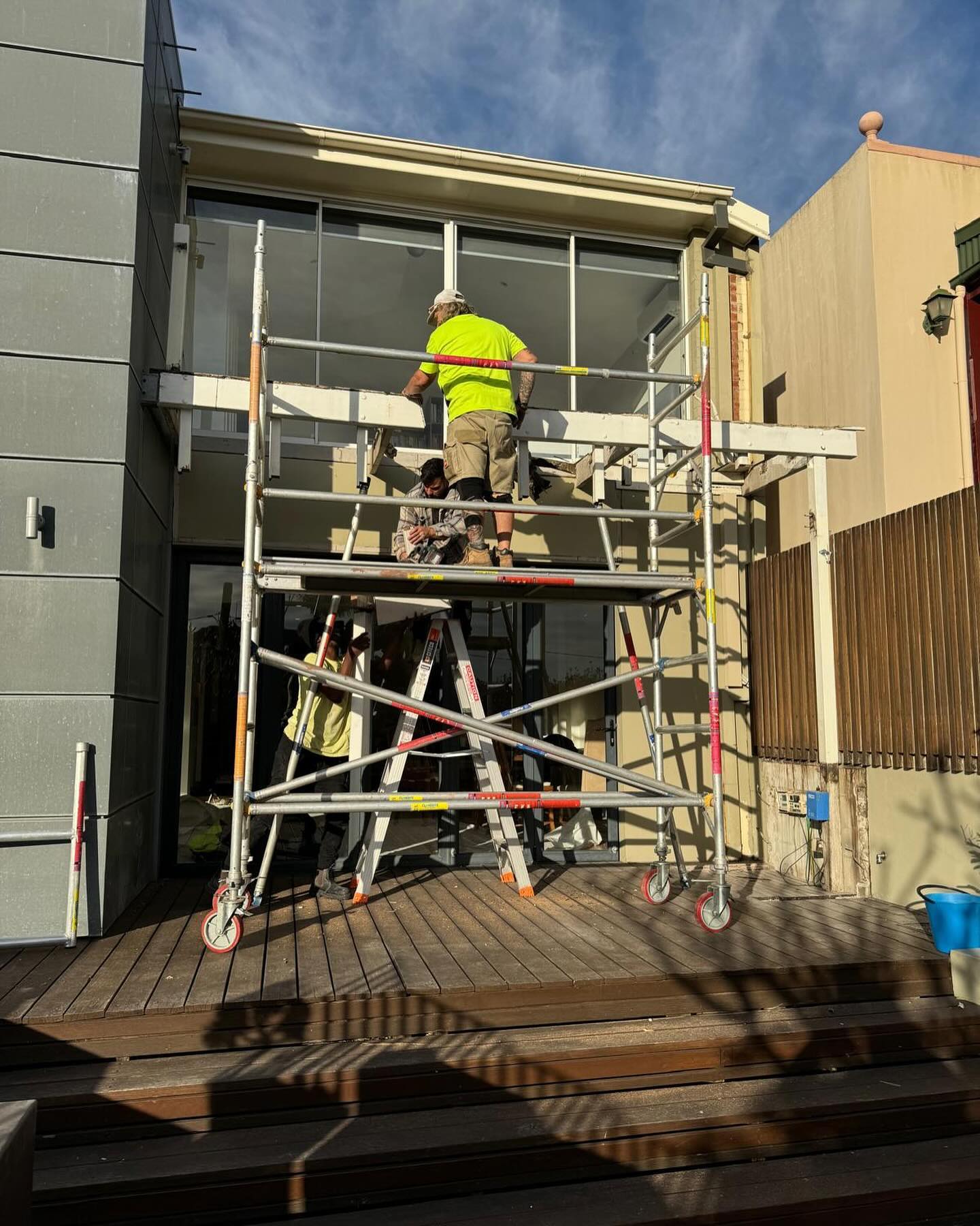 External balcony works underway.