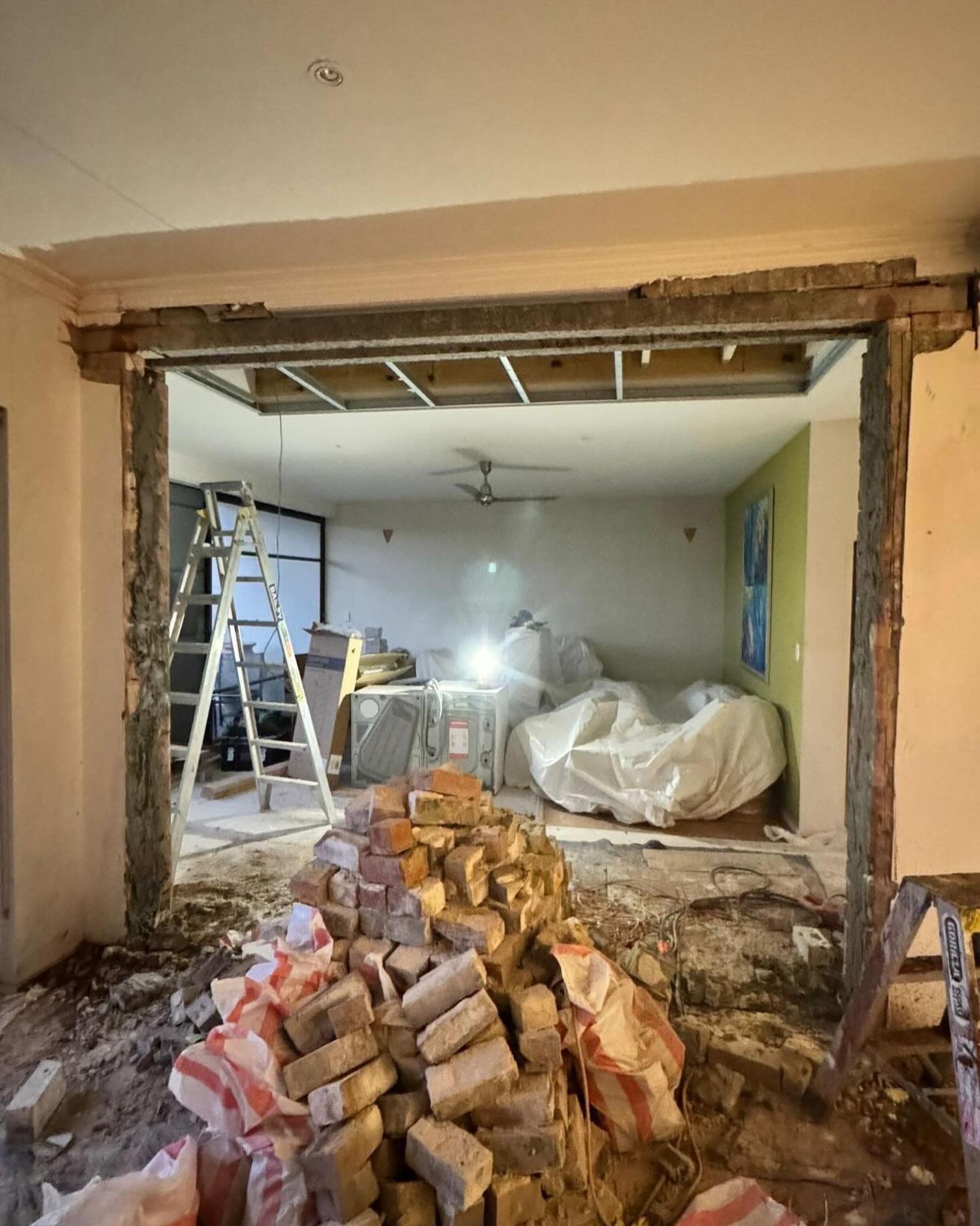 Opening the existing internal layout during construction.