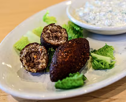 Kibbeh Ball with Sampler Side