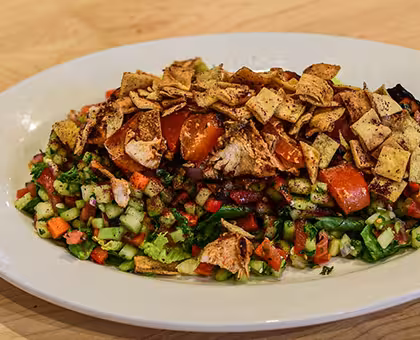 Fattoush With Chicken Kabob