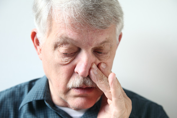 man with nasal obstruction