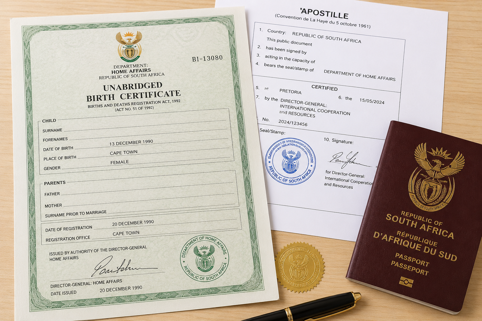 South African Unabridged Birth Certificate for DIRCO Apostille