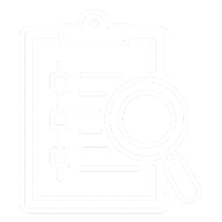 Clipboard with checklist and a magnifying glass over it, symbolizing inspection or review.