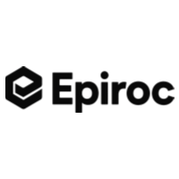 Epiroc company logo with hexagon symbol and text.