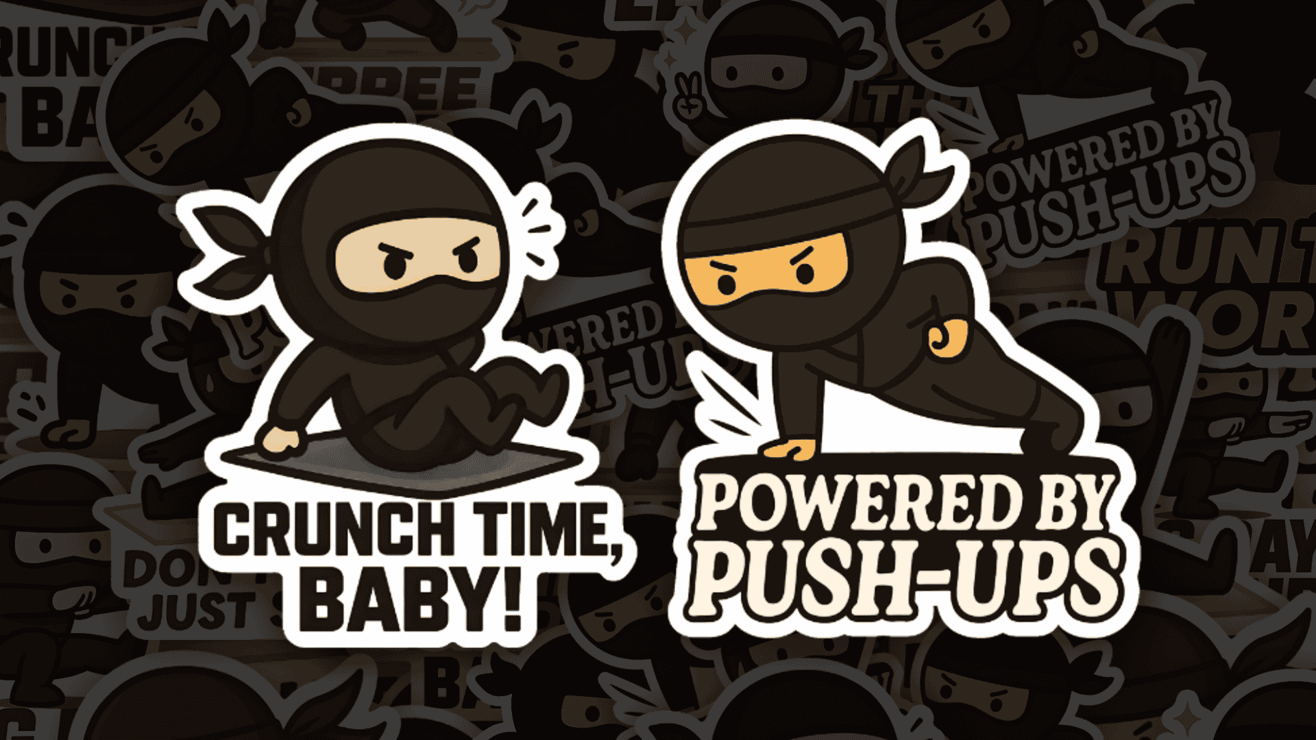 Free Ninja Workout Motivational Stickers (PNG)