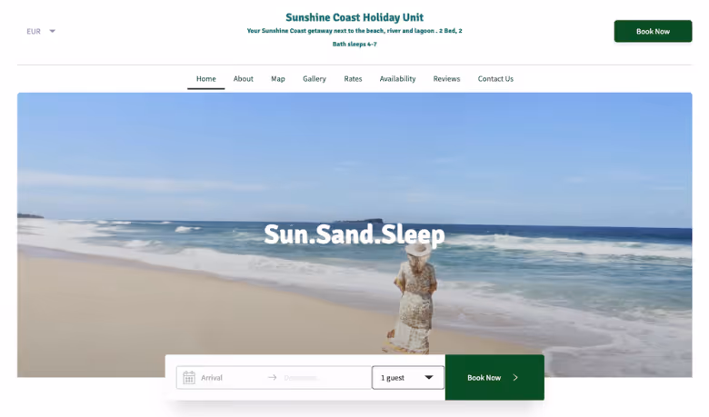 Sunshine Coast Holiday Unit Lodgify Website