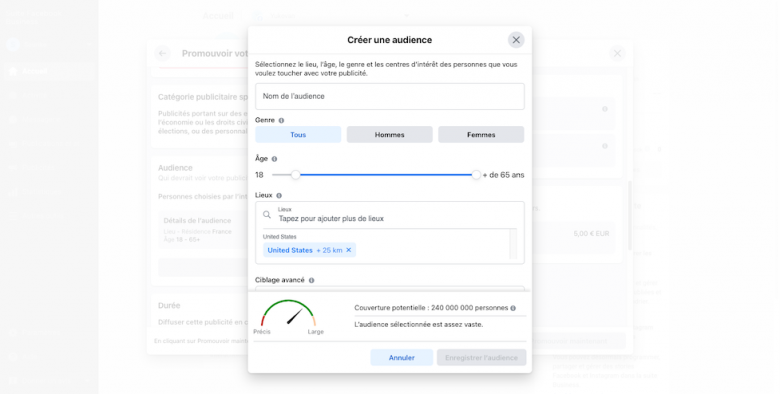 Créer une audience personnalisée sur Facebook Ads