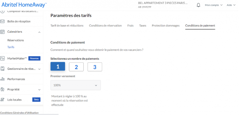 Conditions de paiement Abritel