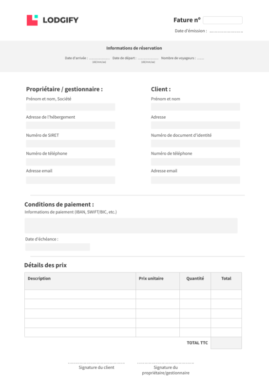 Facture booking.com PDF gratuit