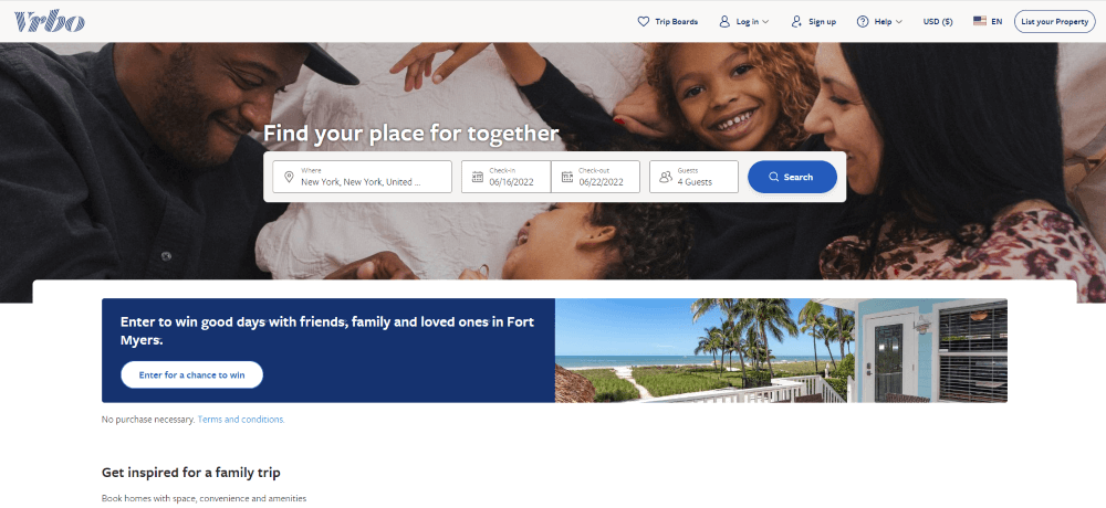 Vrbo Homepage English