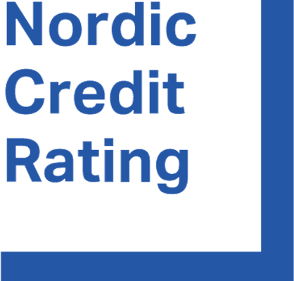 Nordic Credit Rating text logo with dark blue letters and a vertical blue bar on the right