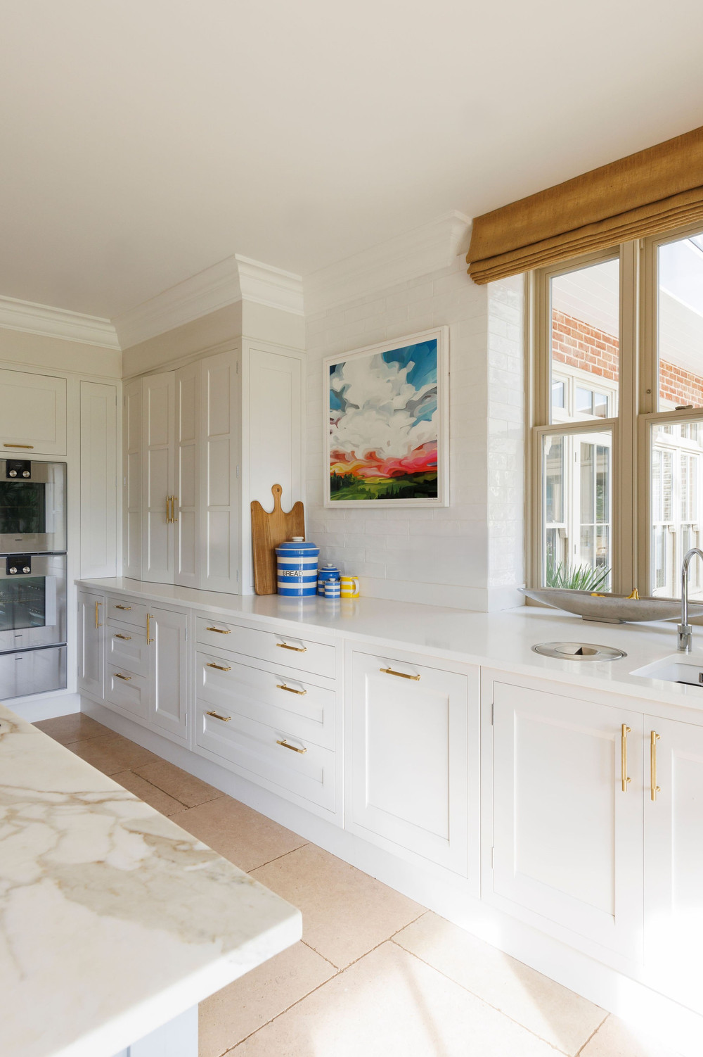 Styled shelf vignette in a West Sussex coastal kitchen — Lorna Smith Interiors