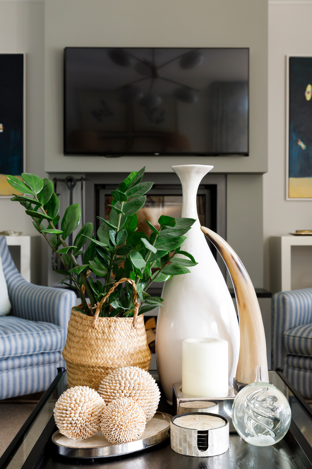 Relaxed coastal living room accent and accessories — Lorna Smith Interiors
