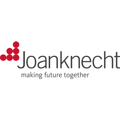 Joanknecht logo met slogan 'making future together' en rood puntensymbool.