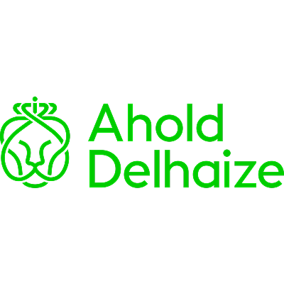 Logo van Ahold Delhaize met groene tekst en een gestileerd leeuwenkopicoon.
