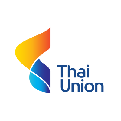 Logo van Thai Union met een gestileerd oranje-blauw embleem naast de blauwe tekst.