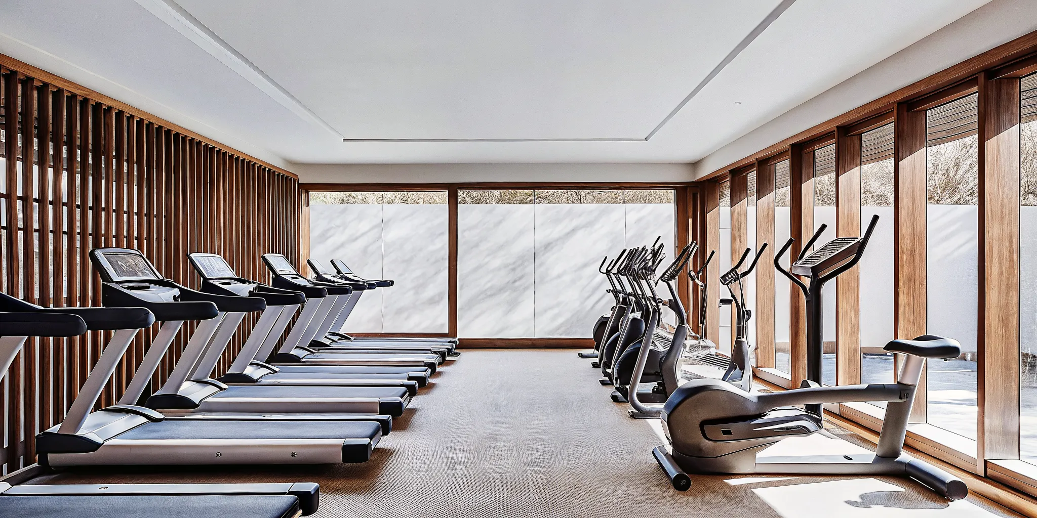 A premium cardio training area in Altea Active club with state-of-the-art treadmills