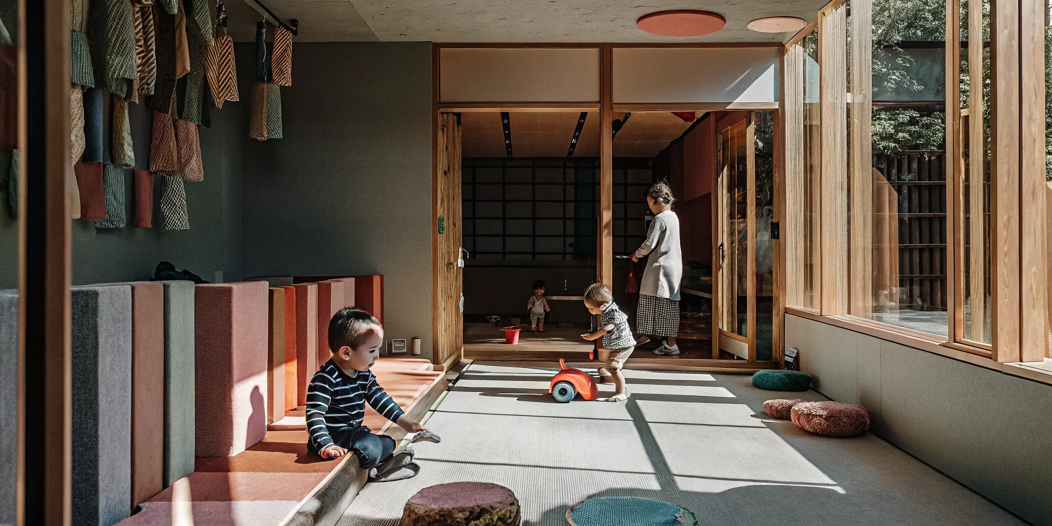 Supervised kids club play area inside a premium family fitness club