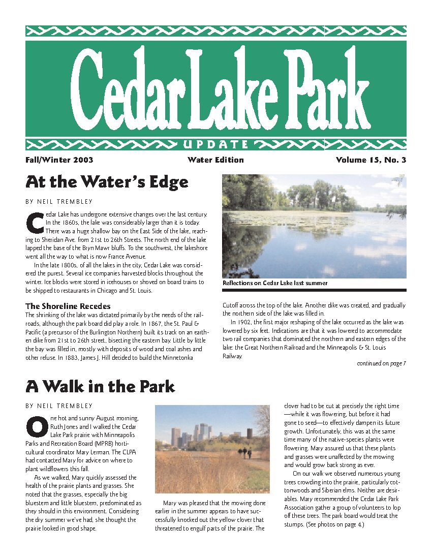 Fall/Winter 2003 newsletter cover