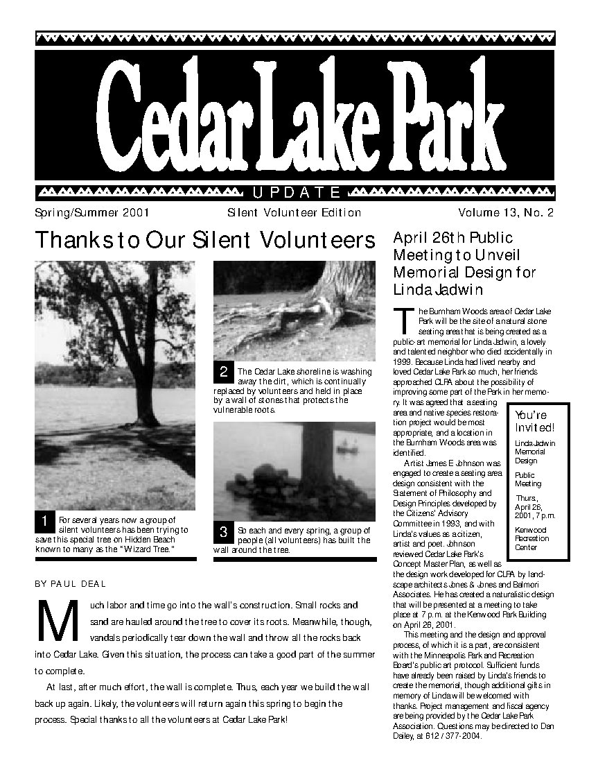 Spring/Summer 2001 newsletter cover