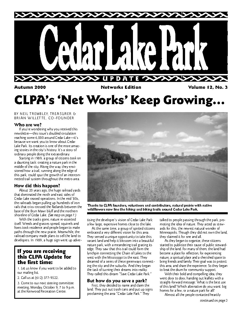Autumn 2000 newsletter cover