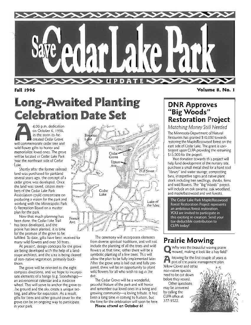Fall 1996 newsletter cover