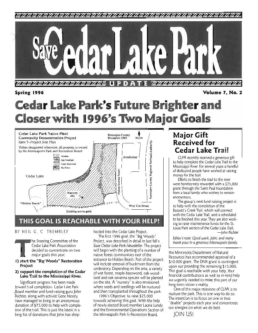 Spring 1996 newsletter cover