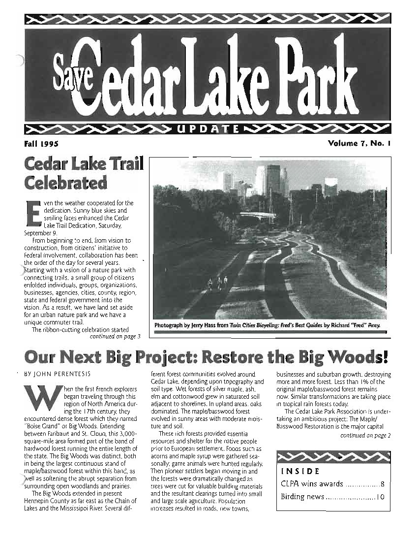 Fall 1995 newsletter cover
