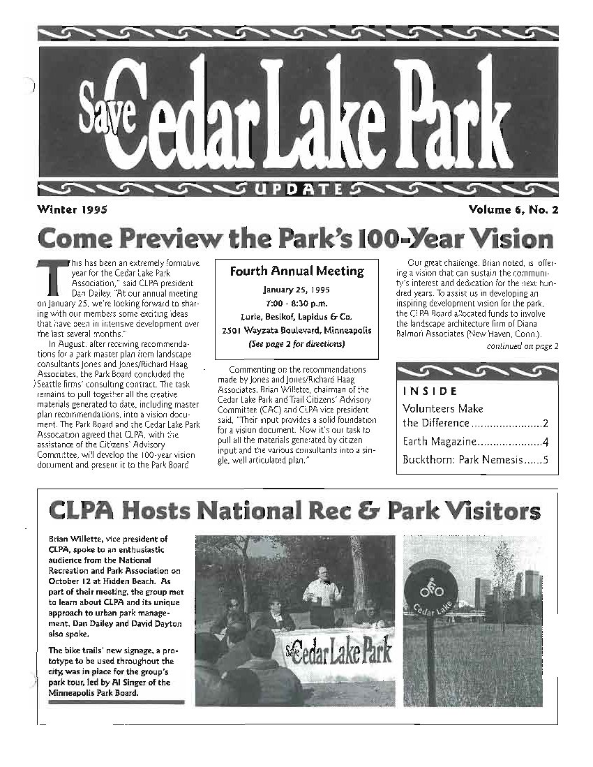 Winter 1995 newsletter cover