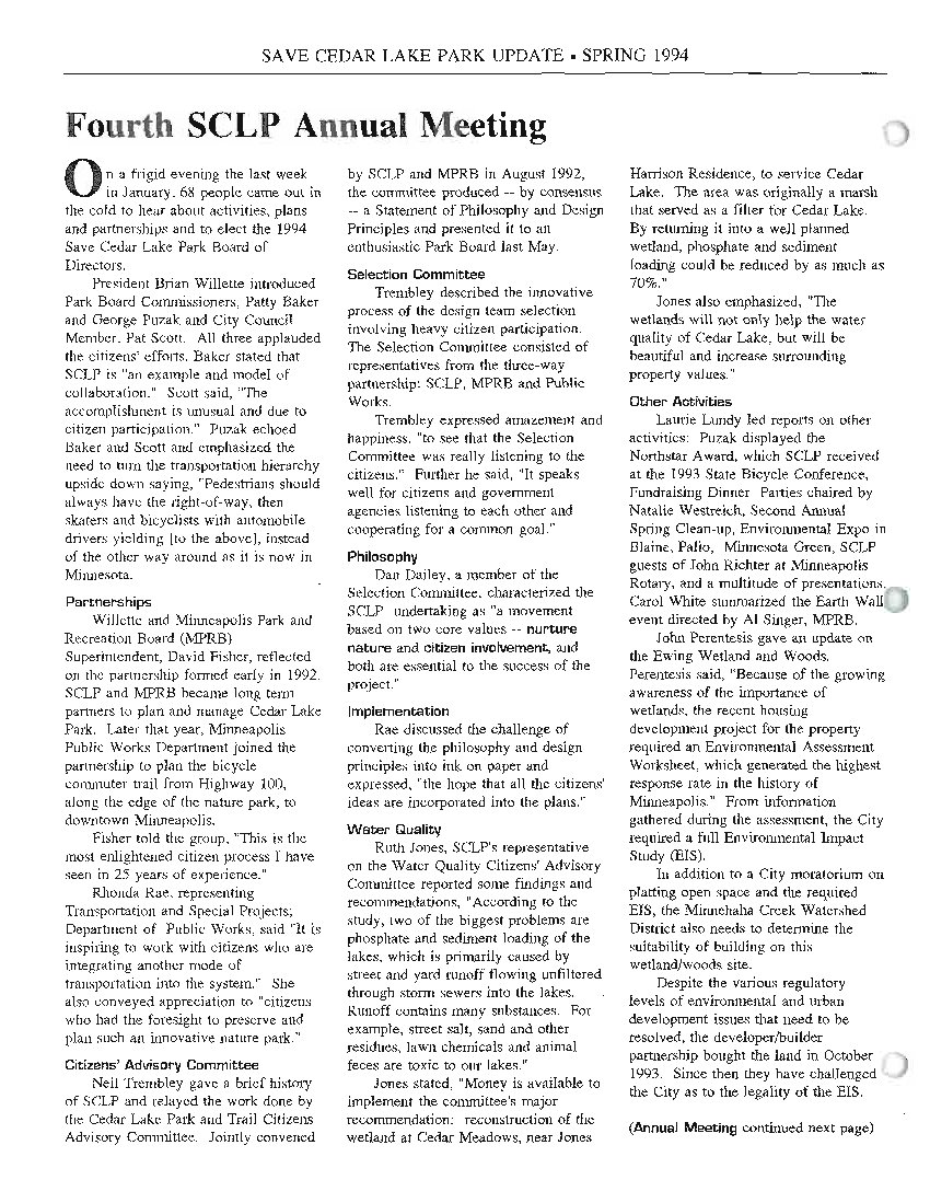 Spring 1994 newsletter cover