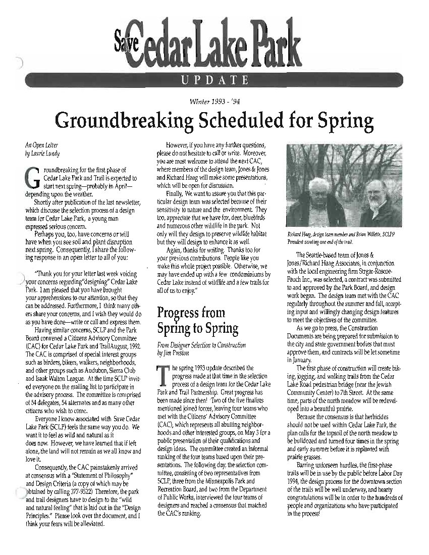Winter 1993/94 newsletter cover