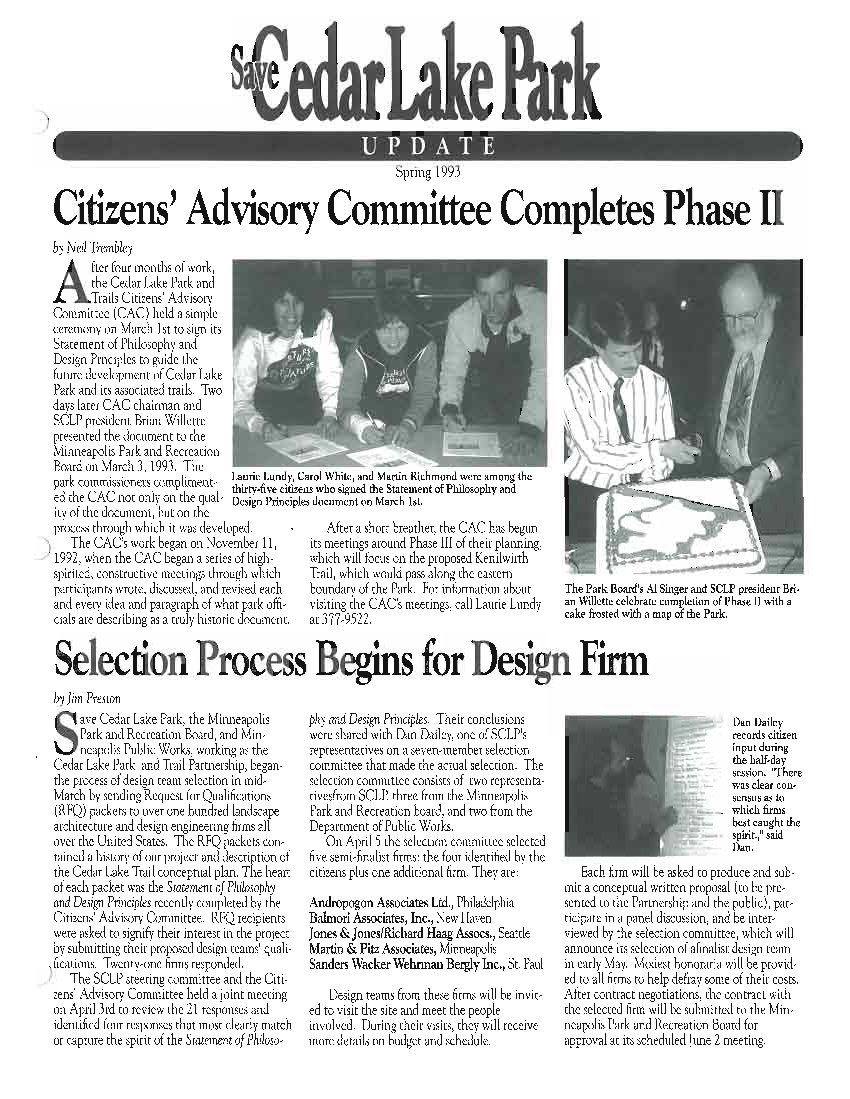 Spring 1993 newsletter cover