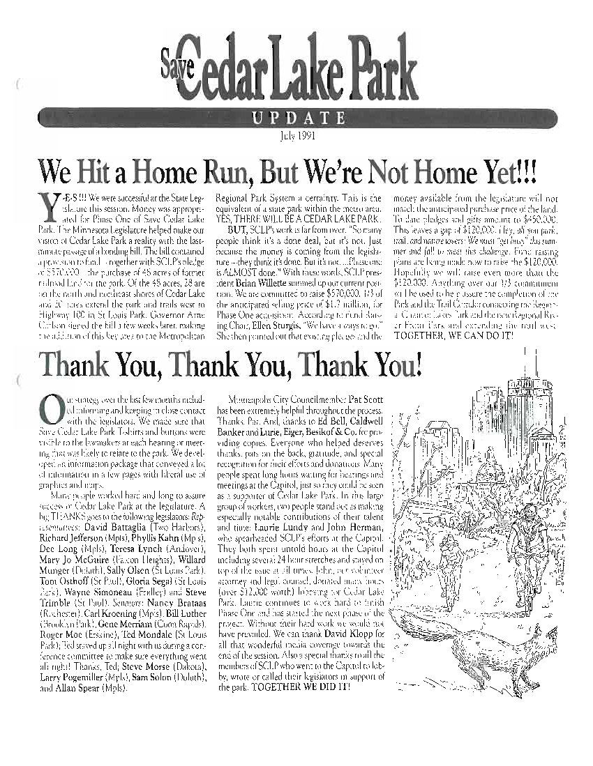 July 1991 newsletter cover