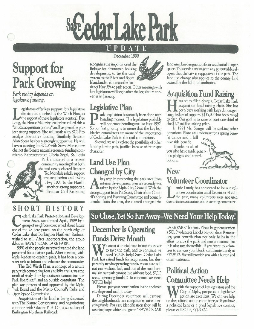 December 1990 newsletter cover