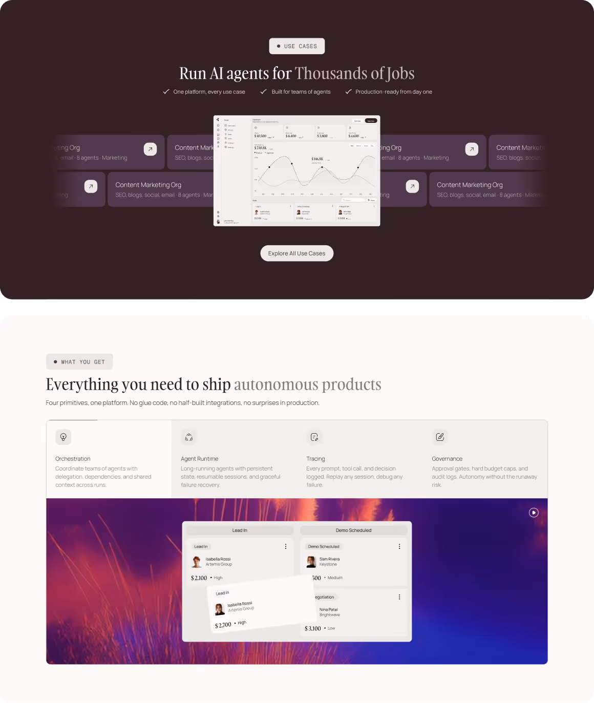 Webflow template for AI agent startups