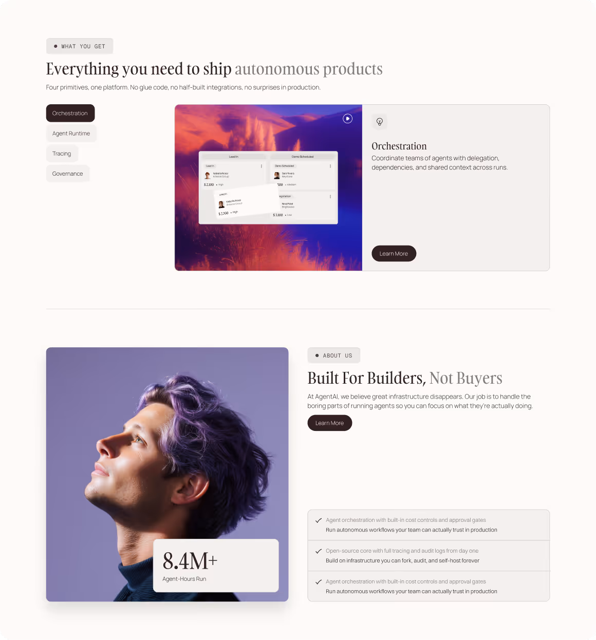Webflow template for AI agent startups