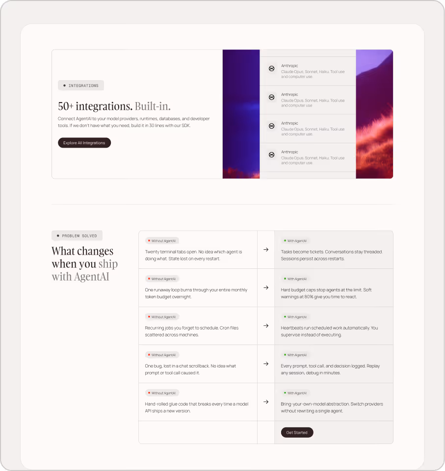 Webflow template for AI agent startups