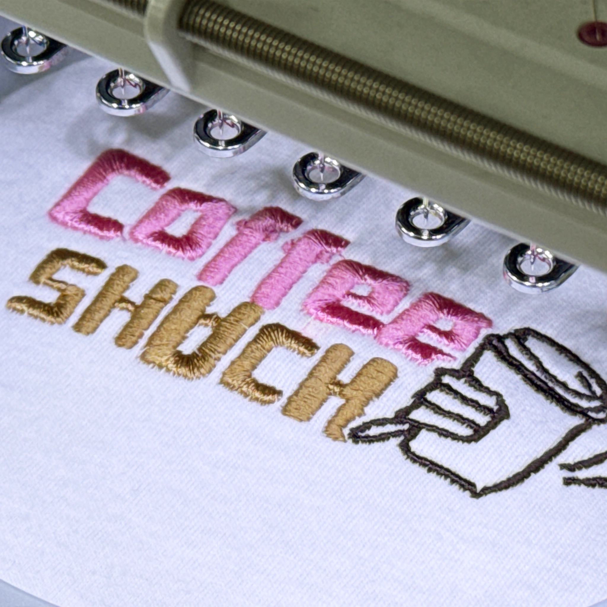 Embroidered logo on a t-shirt