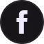 Facebook logo with white lowercase f on black circular background.