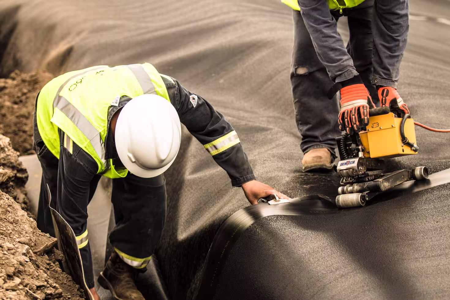 Worker using Demtech equipment
