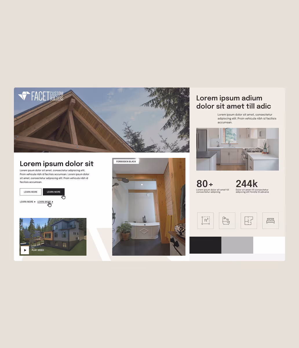 Style tile mockup for Facet Custom Builders.