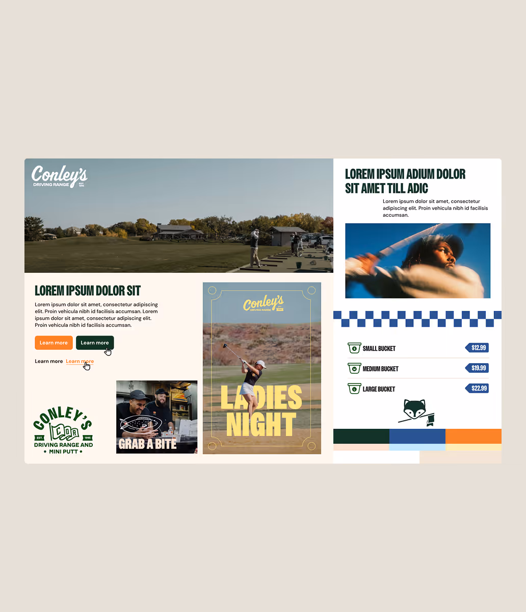 Conley's Driving Range style tile branding mockup.