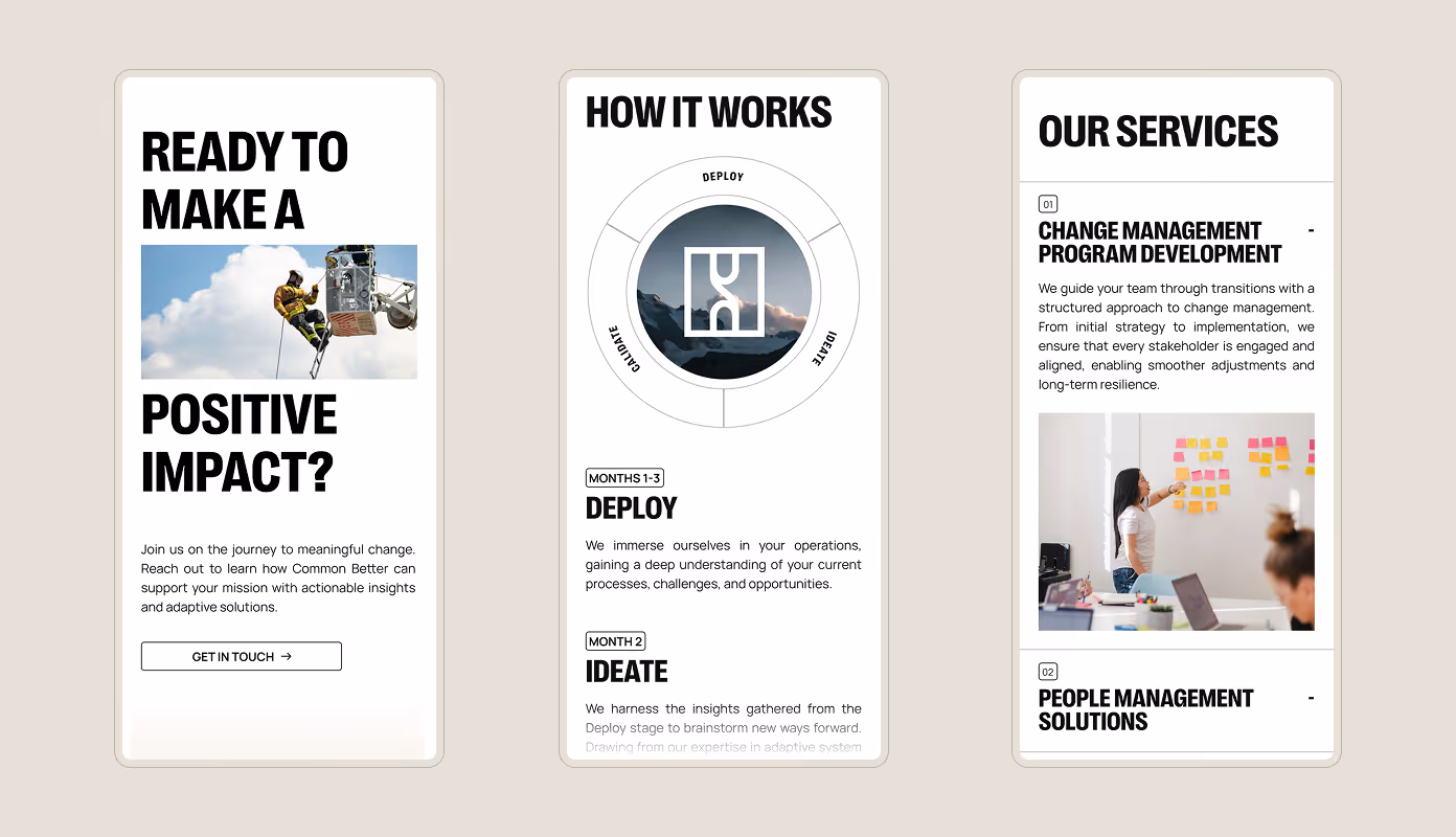 Common Better website mobile mockup.