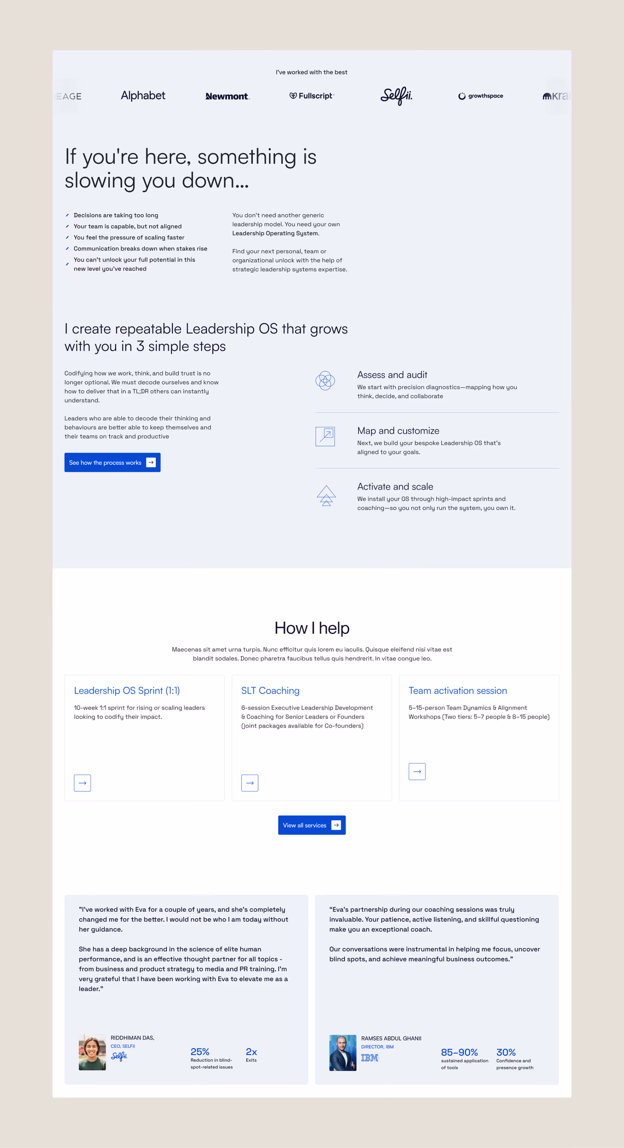 Mockup of the homepage of the Eva Kutzler website.