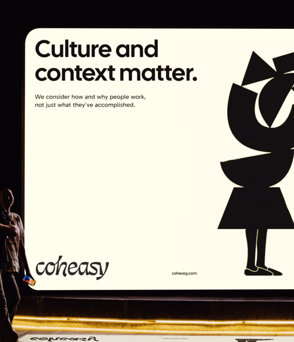 A sign showing a Coheasy brand mockup concept.