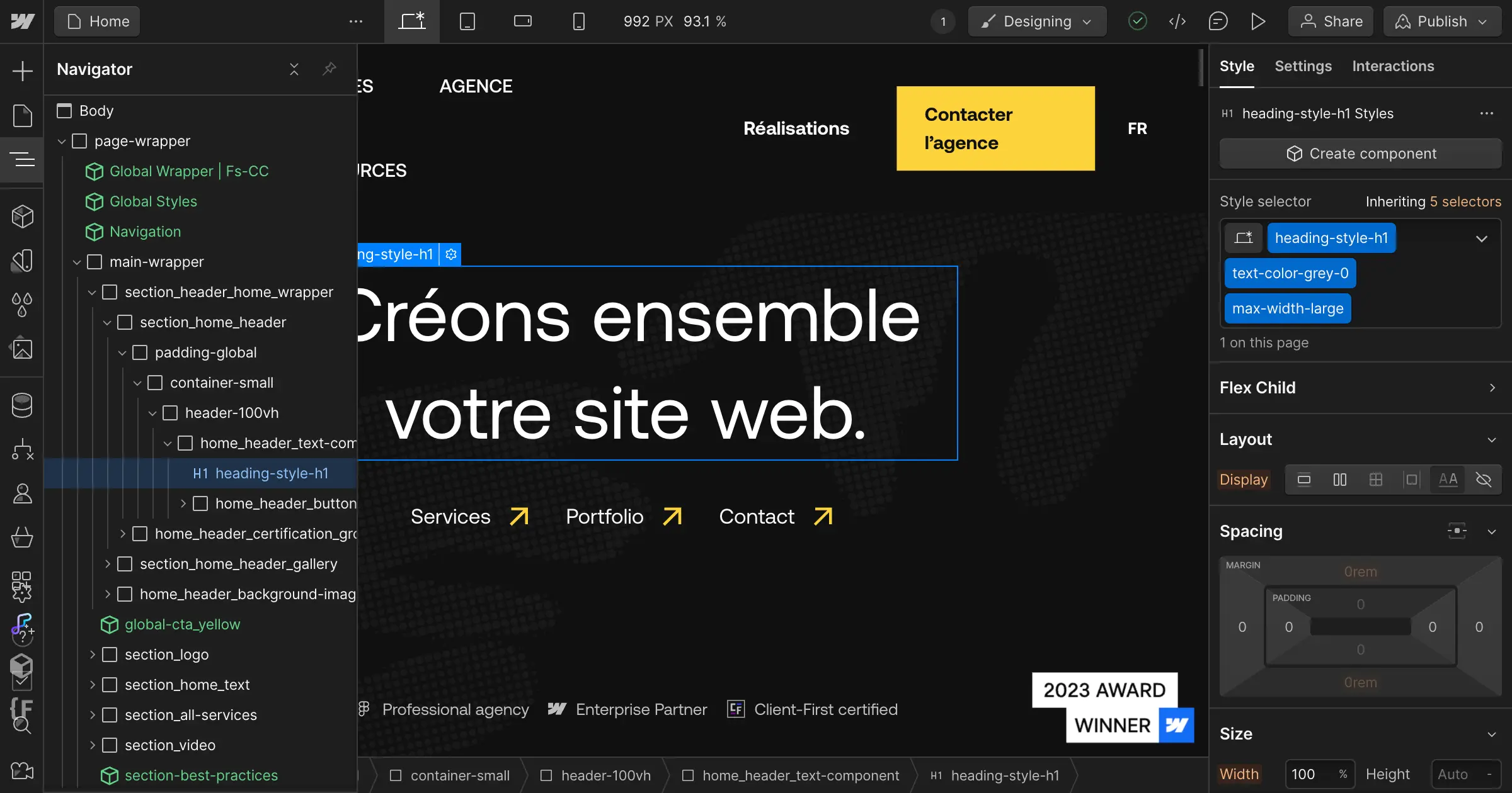 Webflow의 로우코드 개발 인터페이스