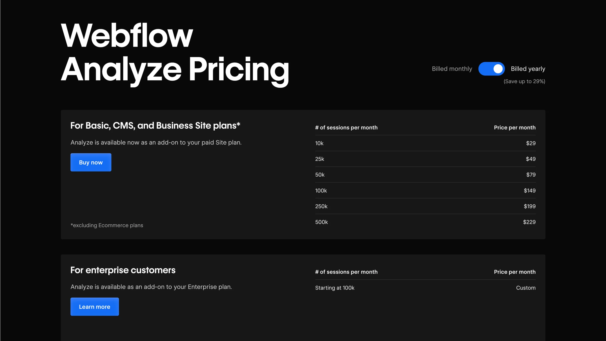 Webflow 가격 분석